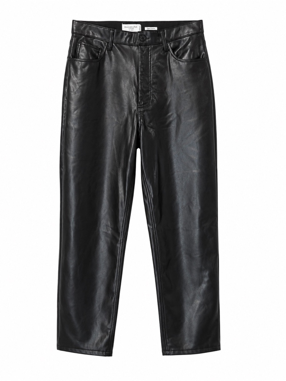 Abercrombie Curve Love Vegan Leather Ankle‎ Straight Pants Black 10/30 Regular
